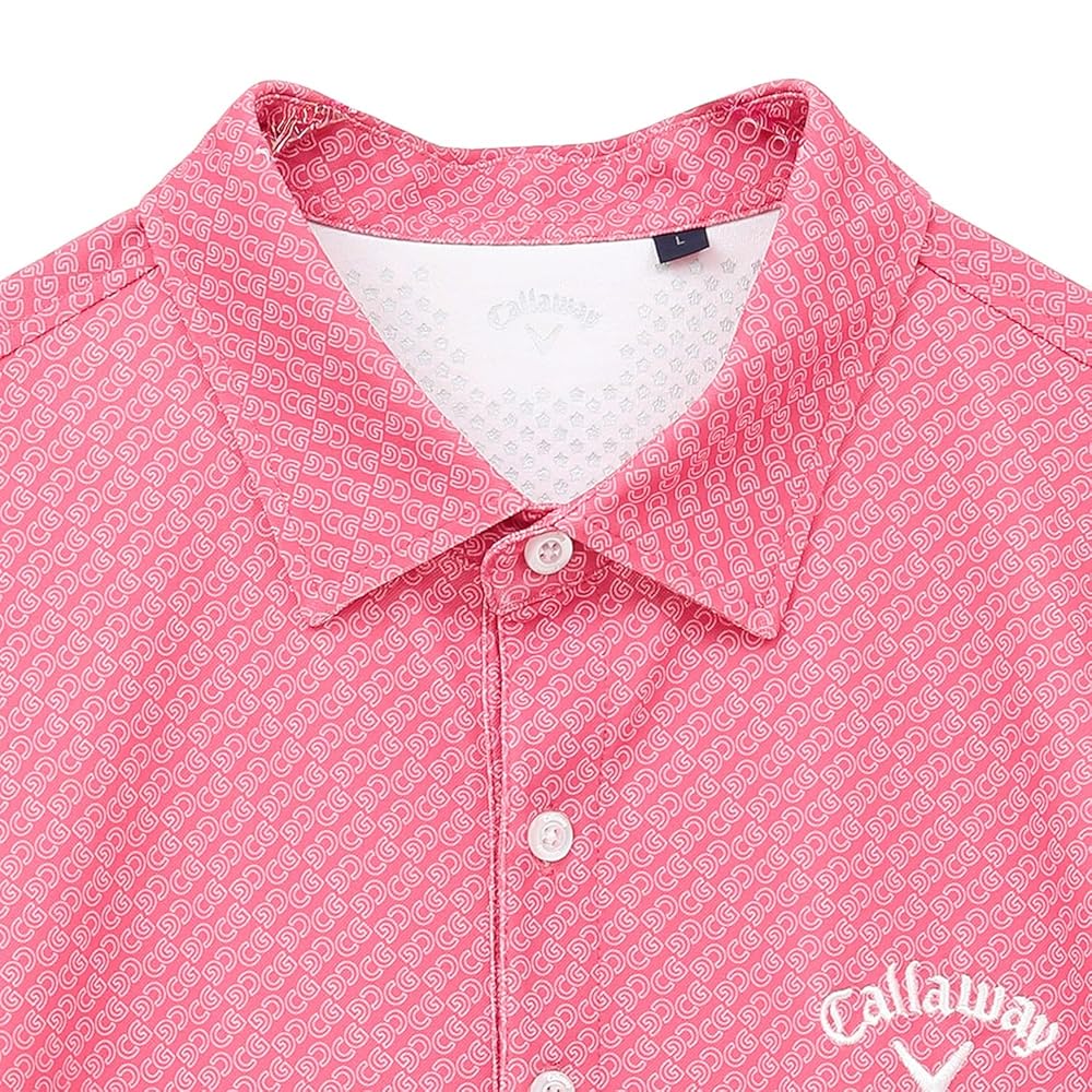 callaway ロゴプリント ポロシャツ S ピンク Callaway キャロウェイ 半袖ポロシャツ ピンク ロゴネイビー
